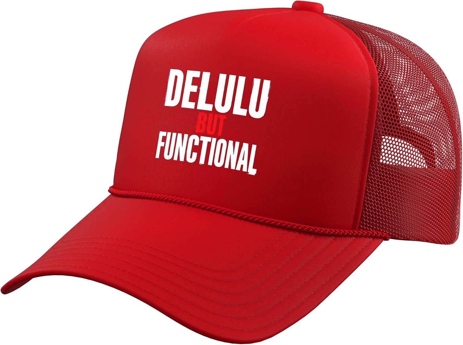 Delulu But Functional Delusional Trending Memes - Trucker Hat with Adjustable Mesh Back