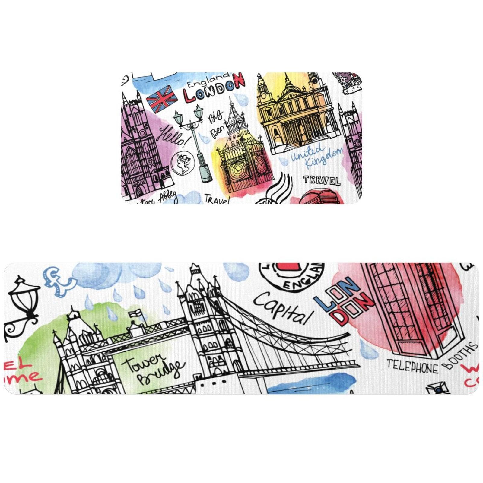Tapis de cuisine absorbant lot de 2 lavable avec envers antidérapant