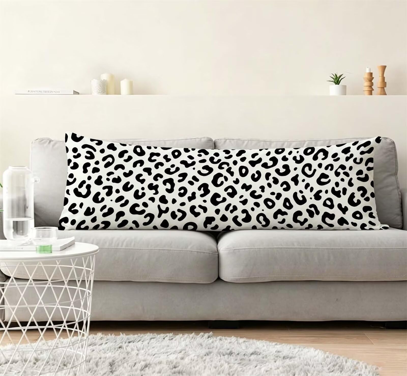 Fodera Cuscino 50 x 150 cm, Bianco e nero - 2 Lino Copricuscini Letto, | con Invisibile Cerniera, Morbida e Traspirante, per biancheria da letto, divano, hotel, chi dorme sul fianco Astratto j-181
