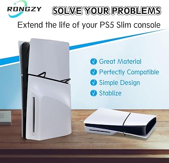 4Pcs for PS5 Slim Stand Console for PS5 Slim Horizontal Stand Bracket Holder Flat Base Compatible with Sony PlayStation 5 Slim Disc Edition Accessories (Black and Transparent)