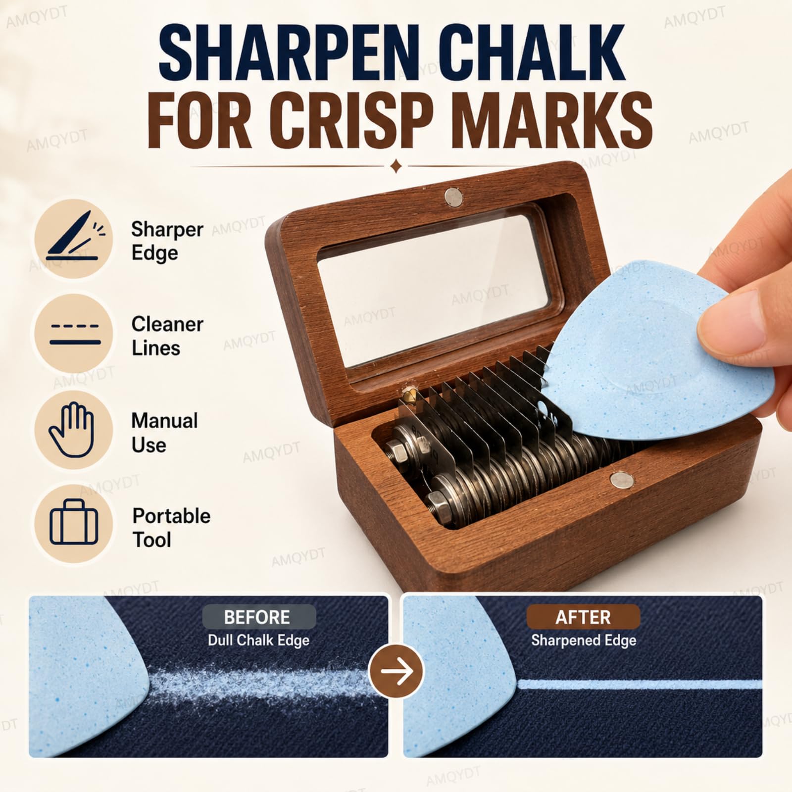 Mini Sacapuntas Para Tiza De Sastre, Herramienta Para Adelgazar La Tiza, Sacapuntas De Madera Para Tiza De Sastre, Marcado De Líneas Finas Y Nítidas Con Marco De Madera De Nogal Para Confección