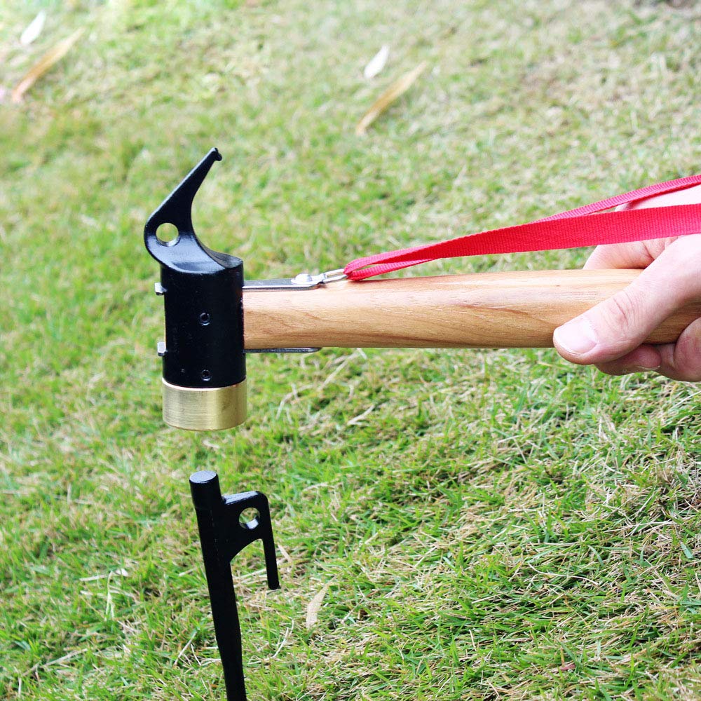 MoonyLI Kupfer Hammer Multifunktions Camping Zelt Hammer Peg Mallet,Massivholzgriff