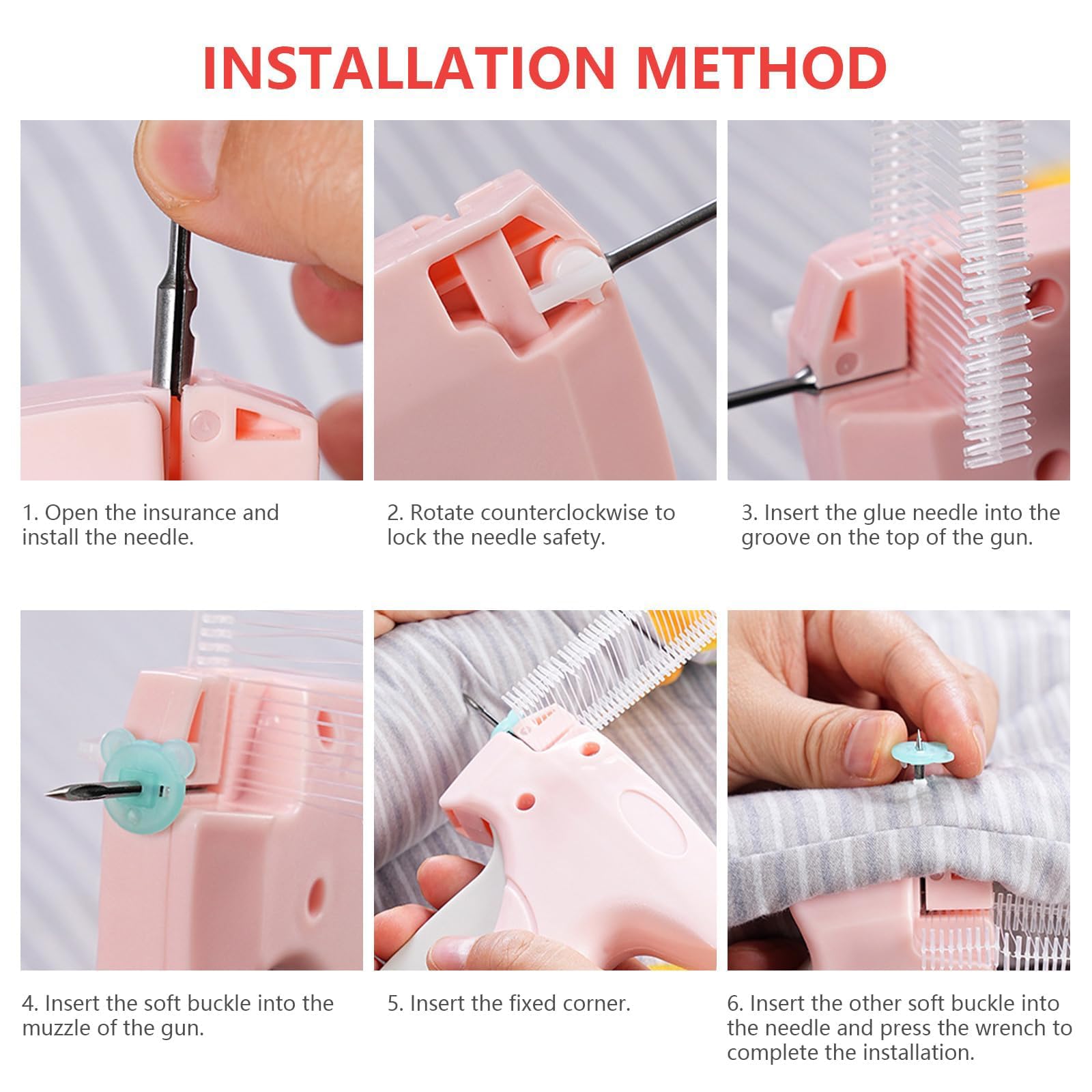 TTEDMO Fixateur rapide de vêtements, outil de micro-point pour vêtements, pistolet à coudre rapide (rouge