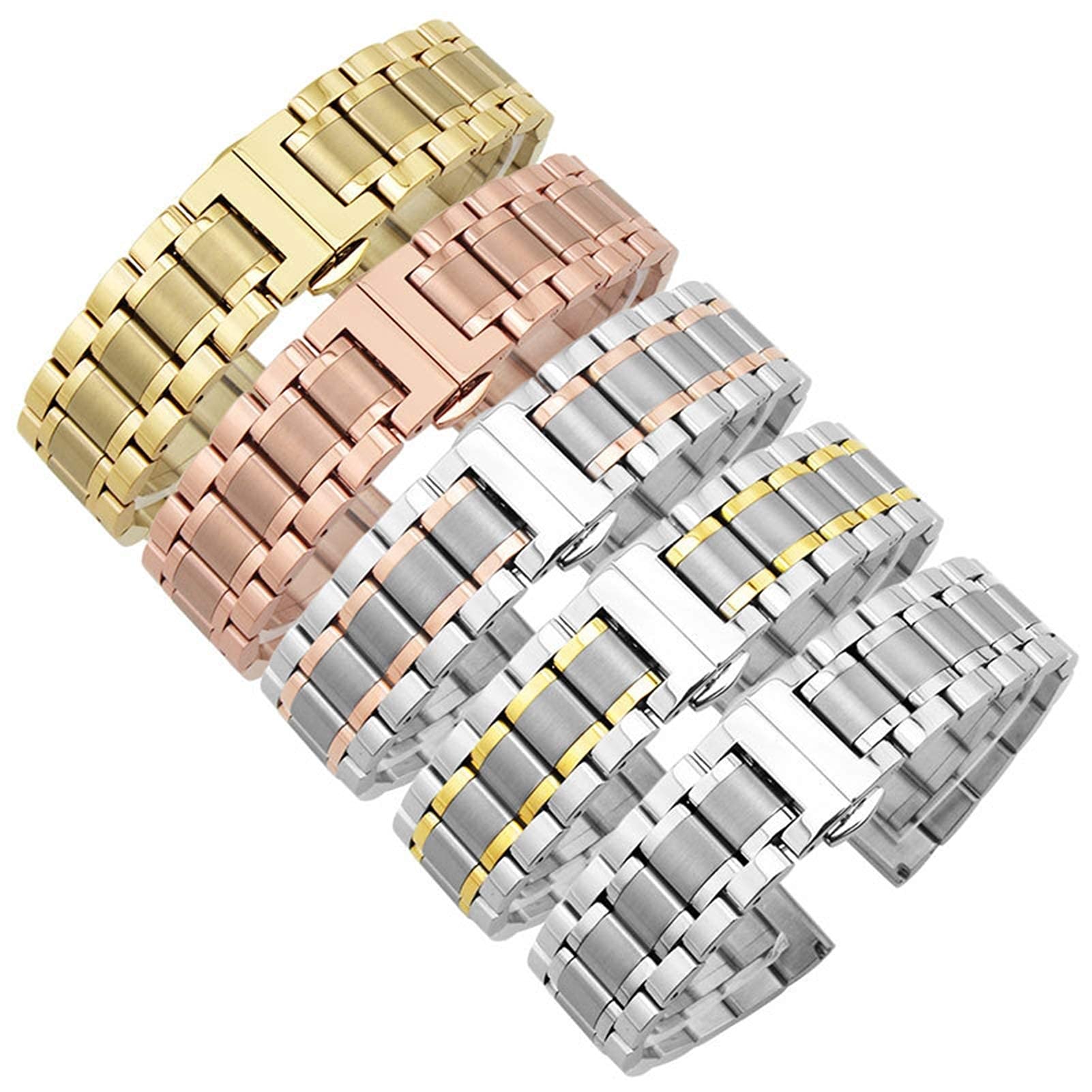 Gumowy pasek do zegarka, pasek do zegarka ze stali nierdzewnej, pasek do zegarka ze stali nierdzewnej Metalowa opaska na nadgarstek 14 mm 15 mm 16 mm 17 mm 18 mm 19 mm 20 mm 21 mm 22 mm 23 mm 24 mm Sz