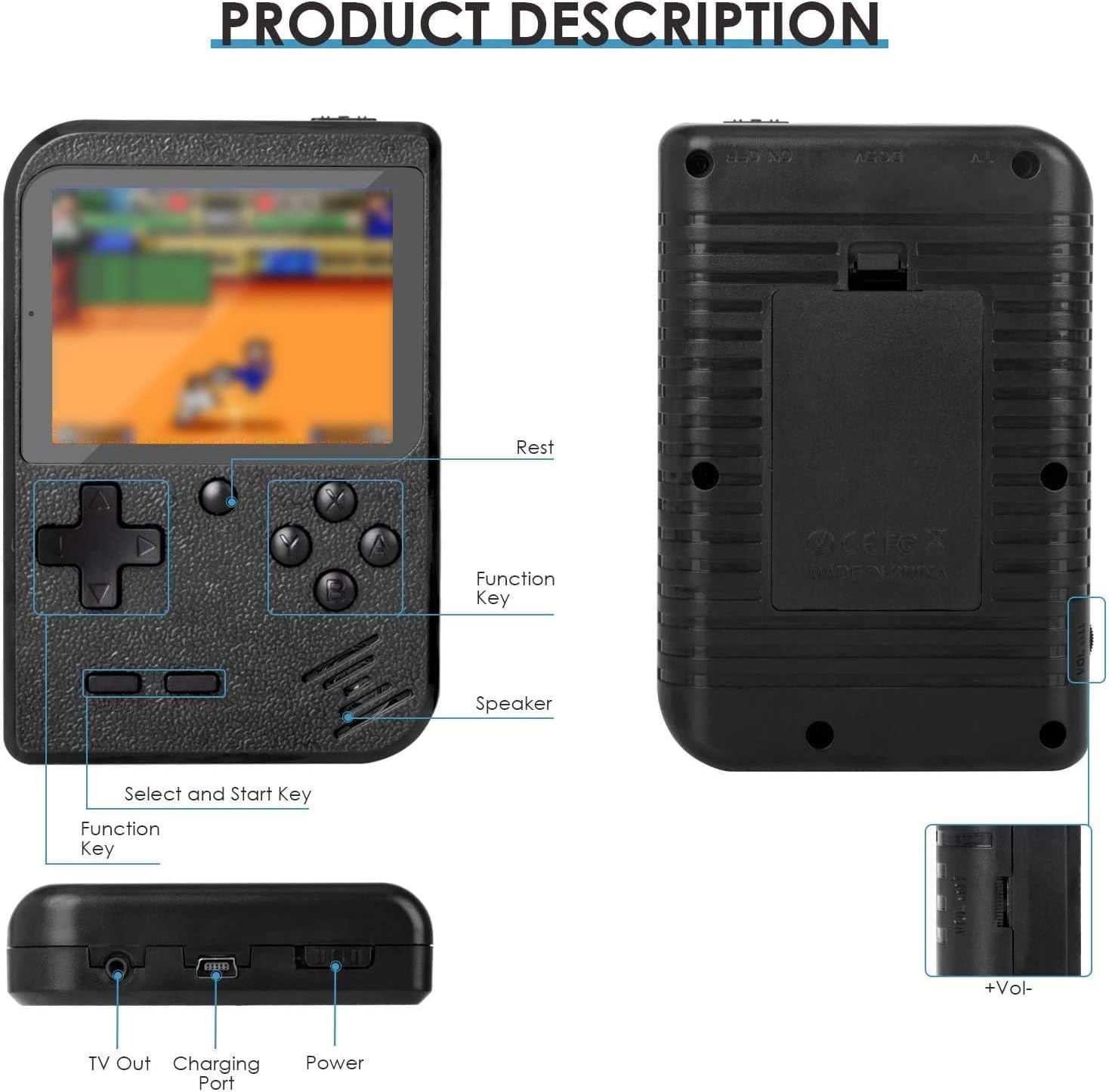Console Portatile con Giochi Arcade | Mini Console di Giochi Retrò | 400 giochi in 1 | Portatile ogiochi Classici regalo natale | Super Console Retrò Game per Bambini e Adulti | NERO