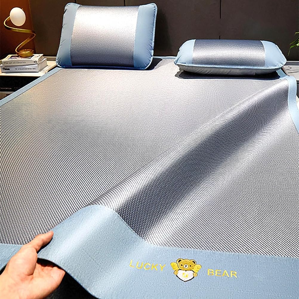 Summer Sleeping Mat, Bamboo Foldable Cooling Mat For Bed Multicolor Multiple Sizes(Blue,180 * 200cm)