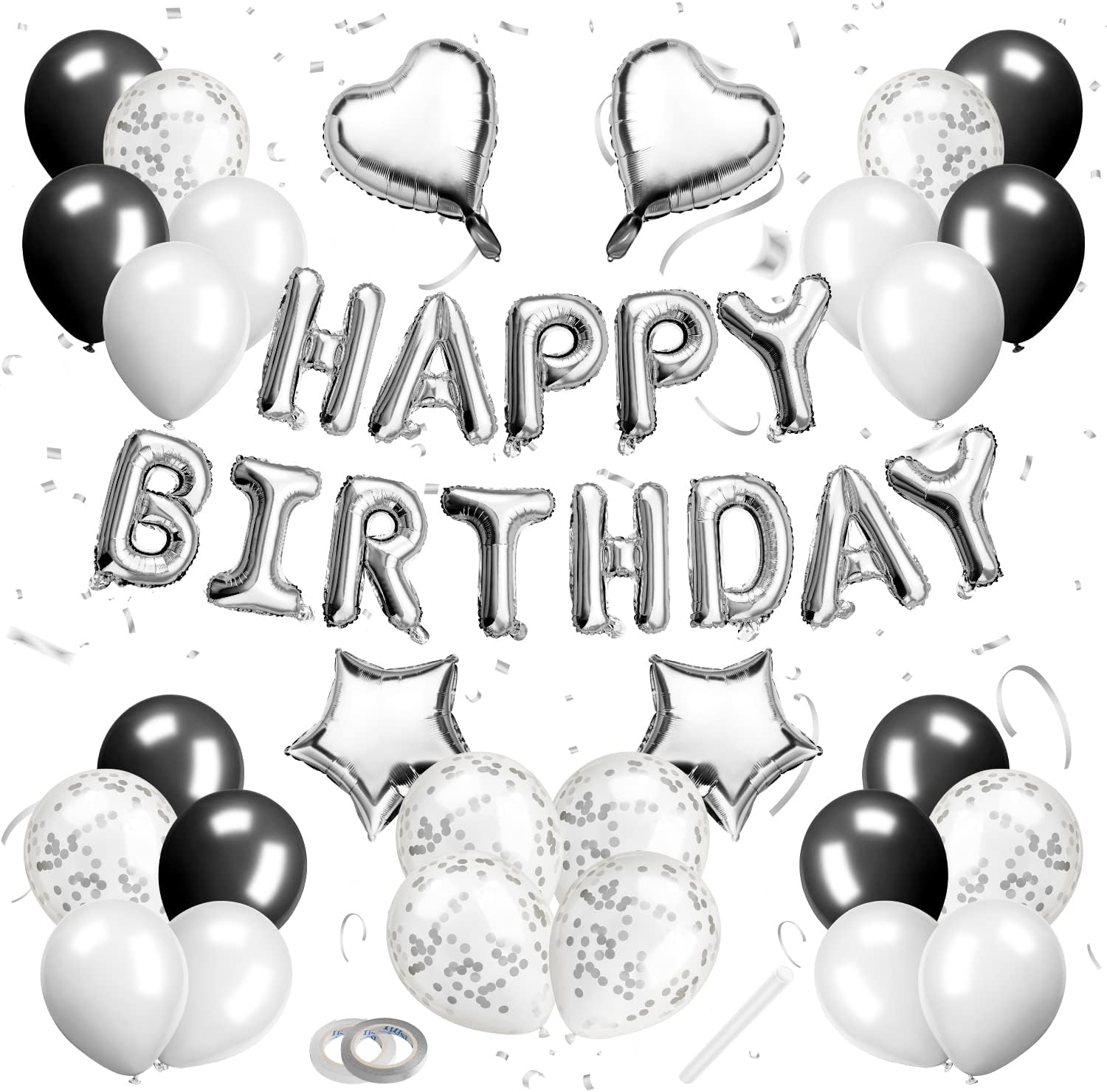 バースデー 飾り 風船 誕生日 飾り付け セット Happy Birthday バルーン 誕生日バルーン 紙吹雪風船 ドットシール リボン付き パーティーグッズ 男女兼用 日本初の