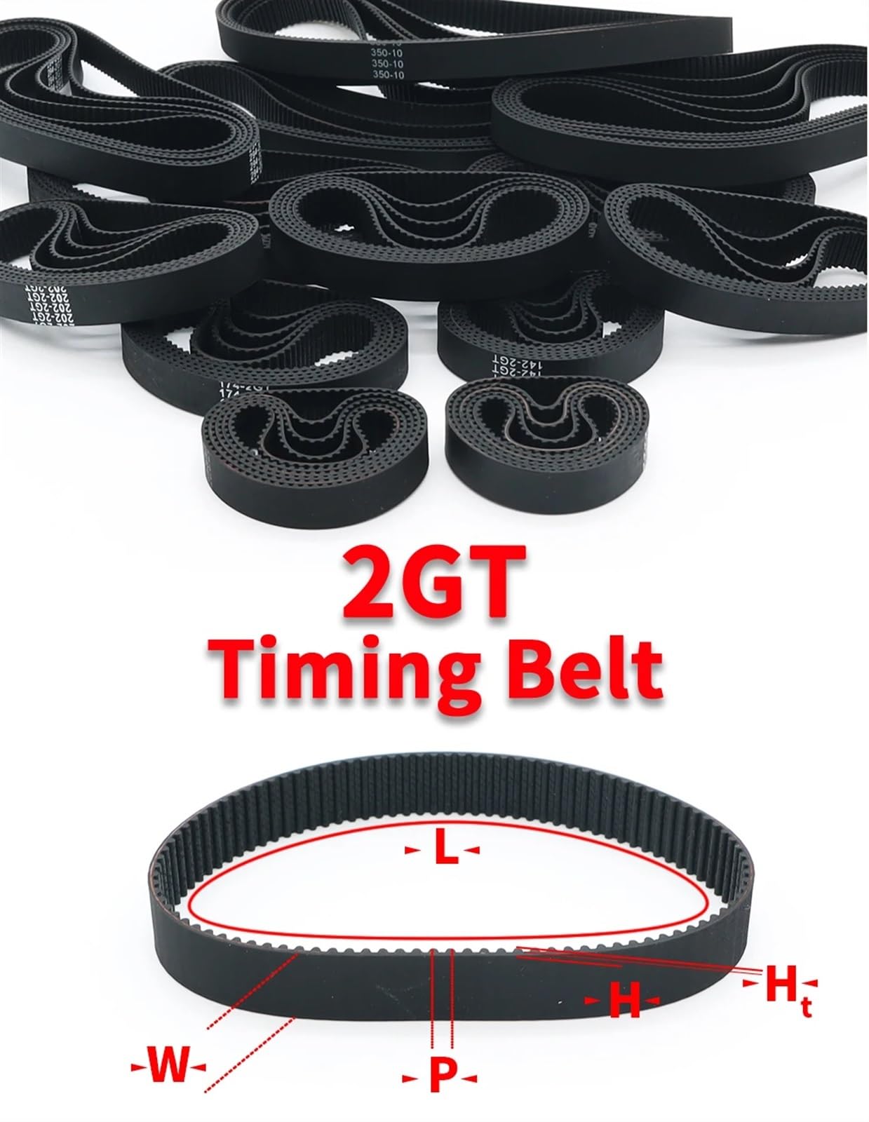 Pasek transmisyjny 2GT 15 mm szerokość paska rozrządu obwód 204 mm-308 mm gumowa zamknięta pętla GT 2 synchroniczny pasek zębaty do drukarki 3D pasek napędowy