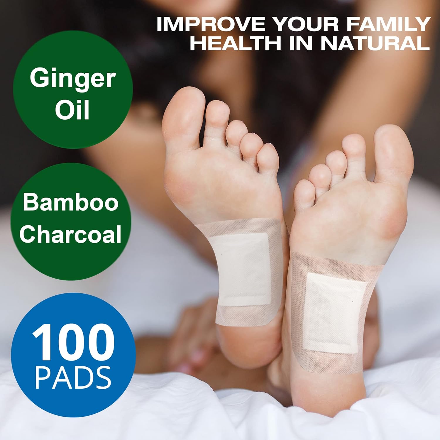 AOSORW 100 Pack Foot Pads, Ginger Oil Bamboo Charcoal Foot Pads, Foot