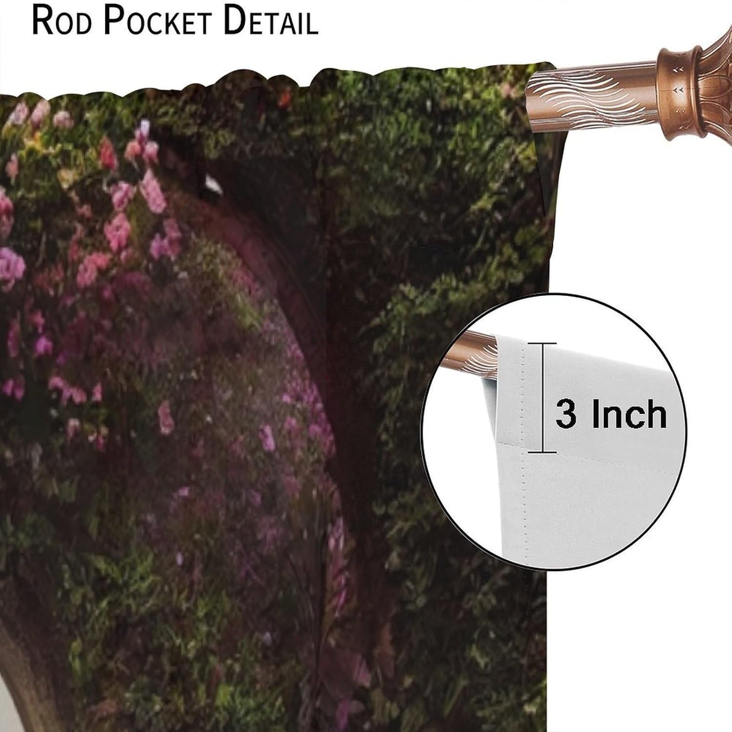 Fantasy Nature Windows Curtains,Fairytale Magical Garden Window Treatments for Bedroom Living Room Dreamland Scenery Flower Drapes 2 Panels Set,Total Size 42 x 45 Inch