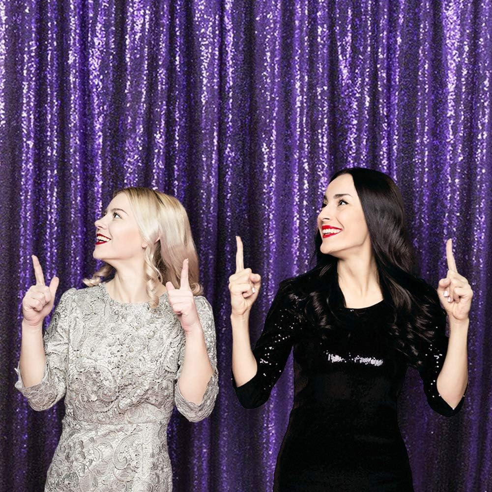 Tech Deals 🔥 SquarePie Sequin Backdrop Background for Photography Glitter Curtain Party 10FT x 10FT Purple