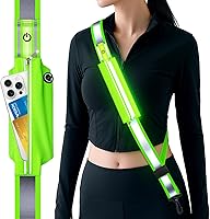 Vista 1 de LED Reflective Belt Sash, Rechargeable LED Light Night Safety Walking Gear, High Visibility Adjustable Reflective Gear for Runners Walkers Cyclists