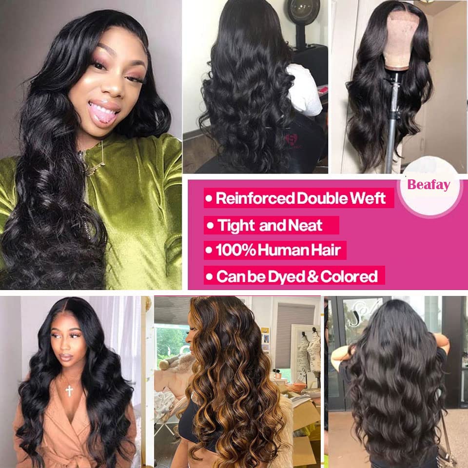 Miniatura 7 de Extensiones de cabello brasileño ondulado con frontal (22 24 26 28+20 frontal) 13 × 4 cierre frontal de encaje de oreja a oreja con 4 paquetes de