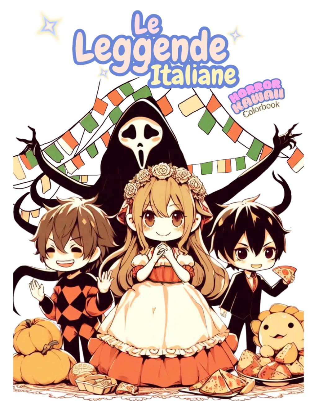 Le leggende Italiane kawaii creepy color book