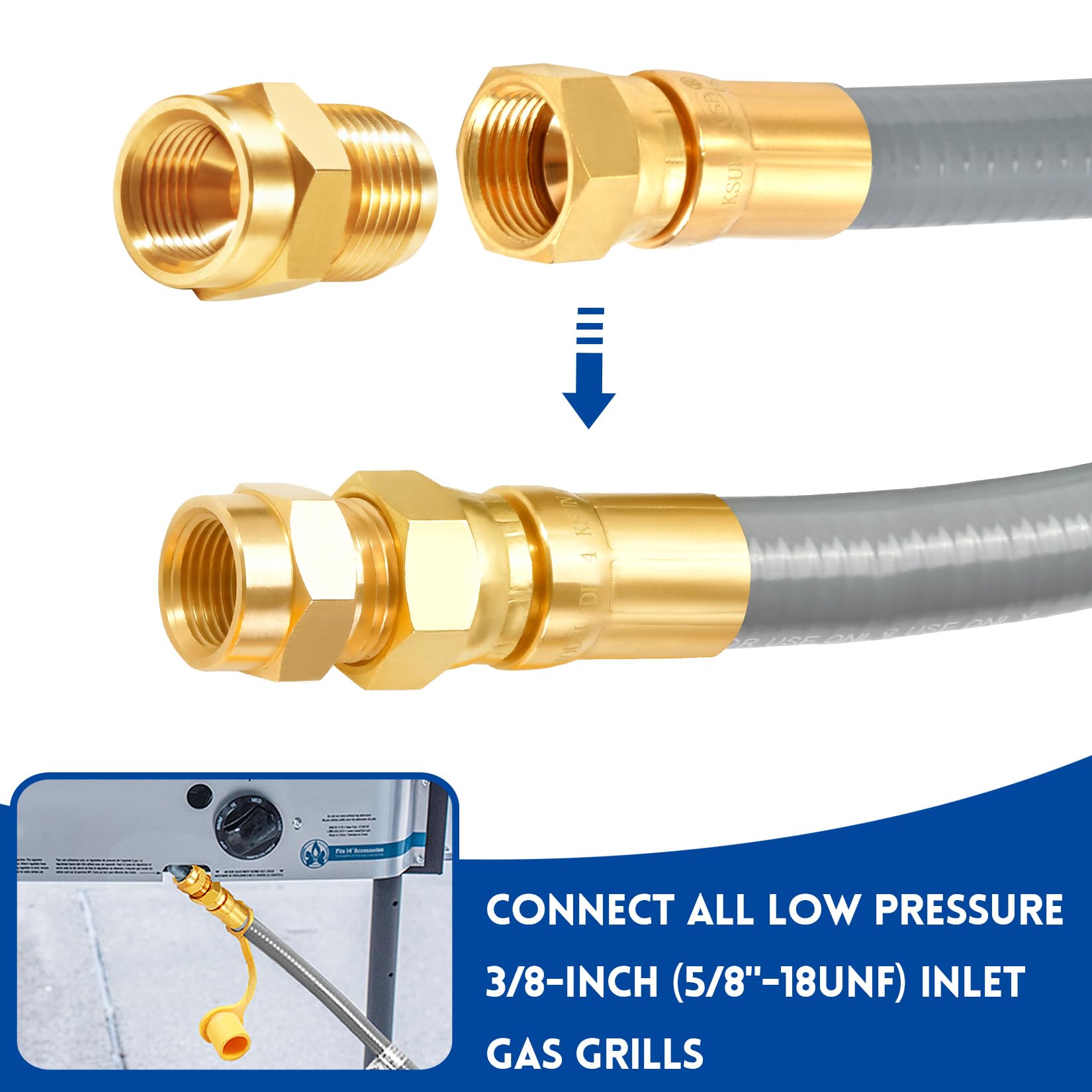 GasSaf Manguera de parrilla de gas natural de 1,27 cm de diámetro interior con conexión rápida, kit de conversión de gas natural adecuado para parrilla de gas, generador, calentador de patio y más