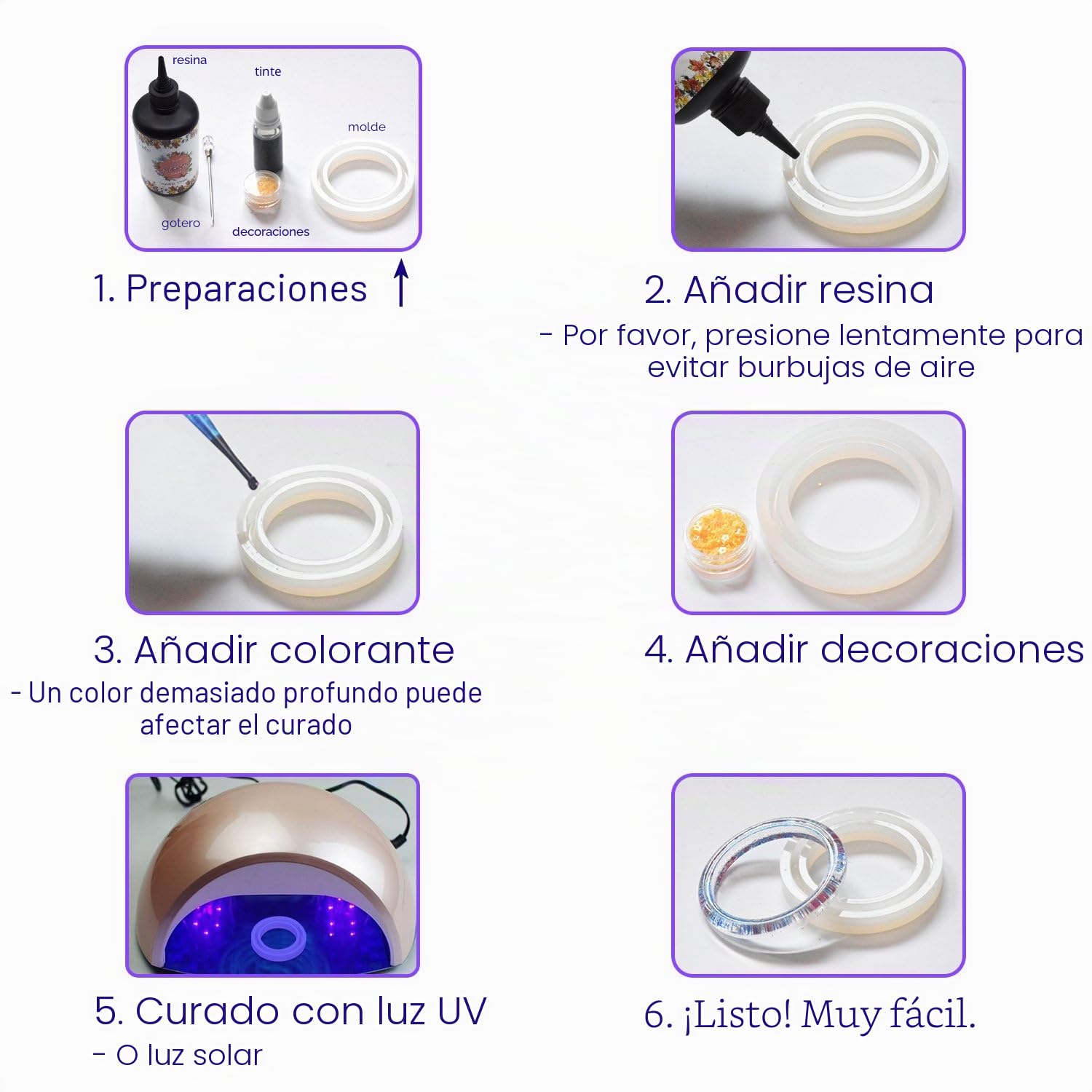 Resina UV - 500g de Curado UV Transparente para Fabricación de Joyas, Decoración Artesanal - Pegamento Duro para Fundición y Revestimiento, Molde DIY