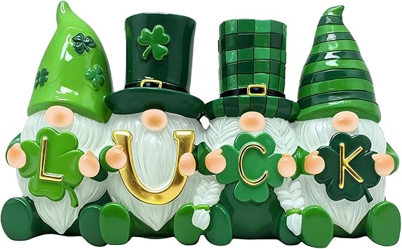 St. Patrick s Day 4-in-1 Irish Gnome Figurines Lucky Shamrock Leprechaun Decor