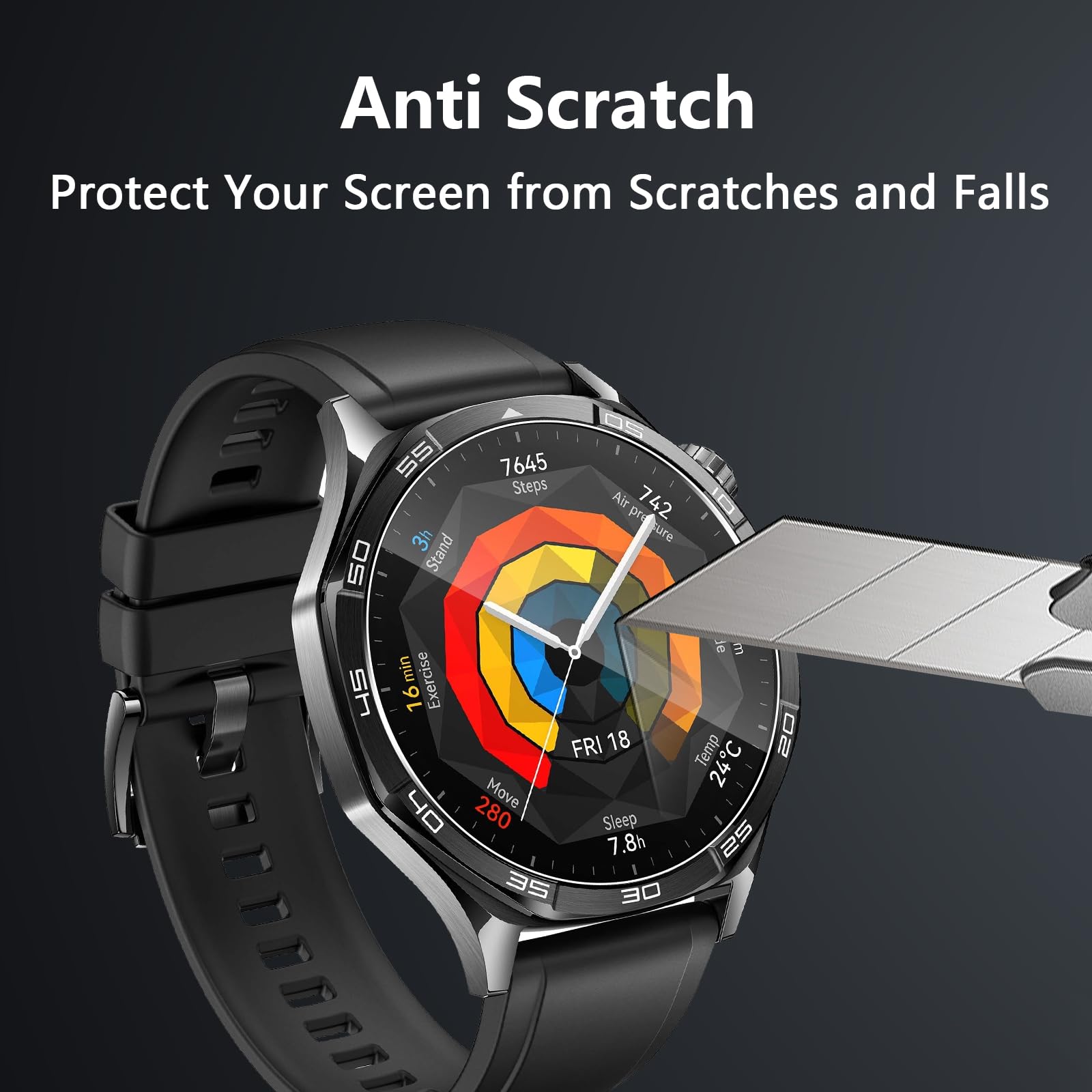 Folia ochronna do Huawei Watch GT5 46 mm do szkła pancernego, 3 sztuki folii ze szkła hartowanego, folia ochronna na wyświetlacz odporna na zarysowania do Huawei GT 5 46 mm, ultra cienka