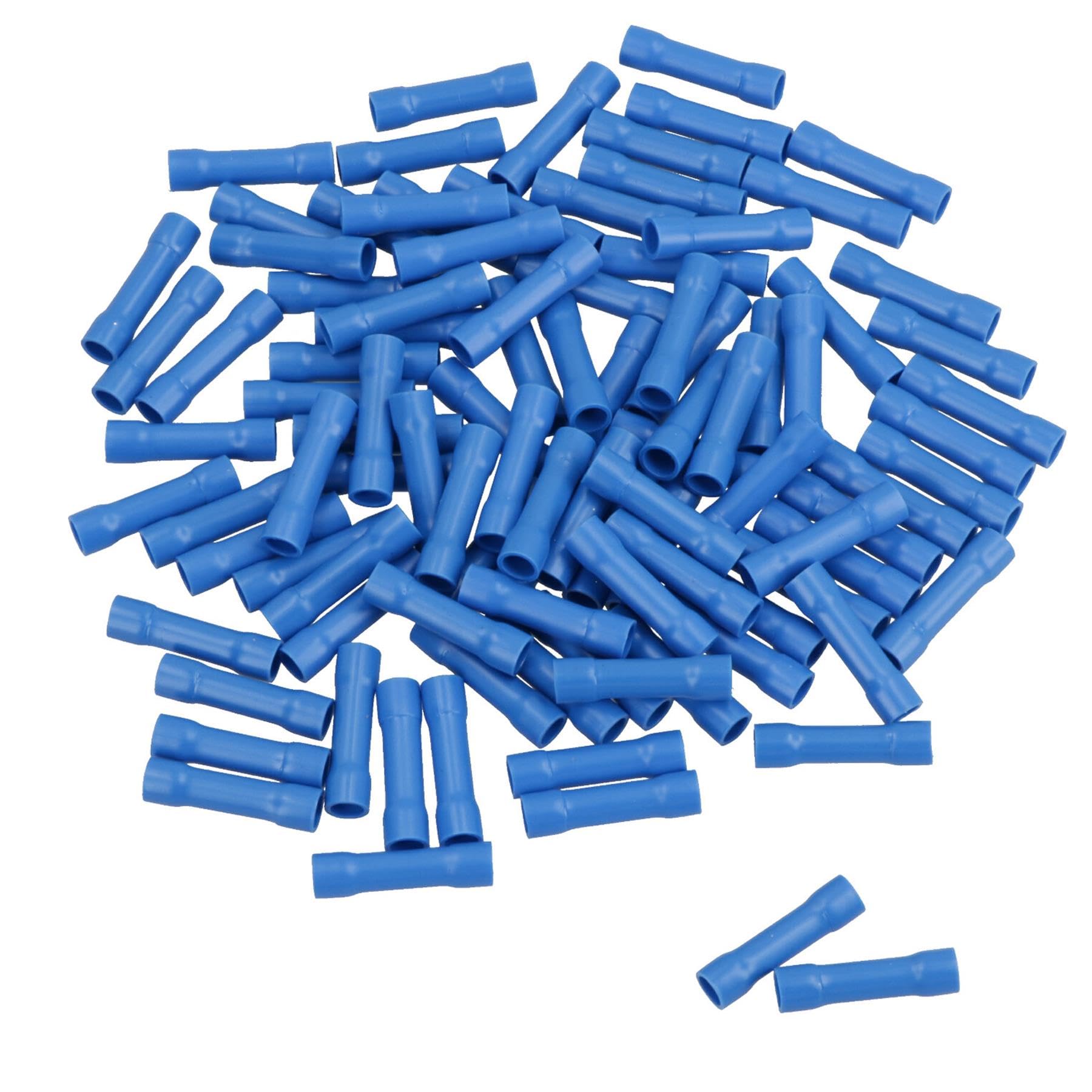 Ab Tools Blue Insulated Straight Butt Connectors Electrical Crimps Terminals 100Pc