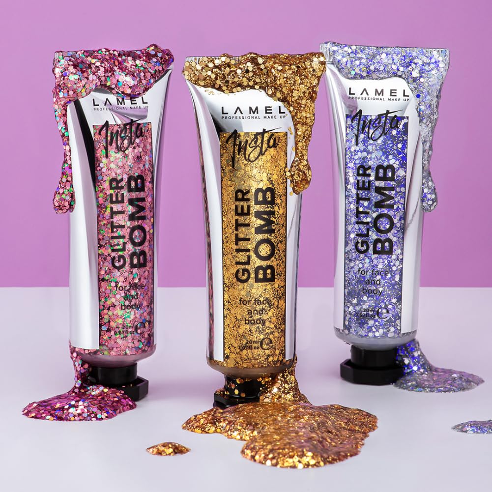 Lamel- 402 Gold Insta Body Glitter Bomb, Radiant & Glowing Skin, Easy to Use & Long-Lasting, Biodegradable Formula, Body Highlighter for Women - 20ml - Image 9 thumbnail