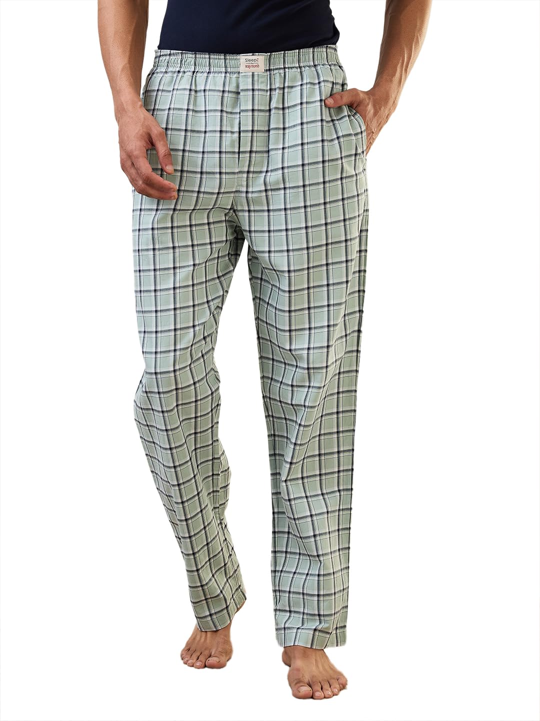 Raymond SleepZ Men Regular Fit Checks Pattern Pure Cotton Pyjama-picture-31