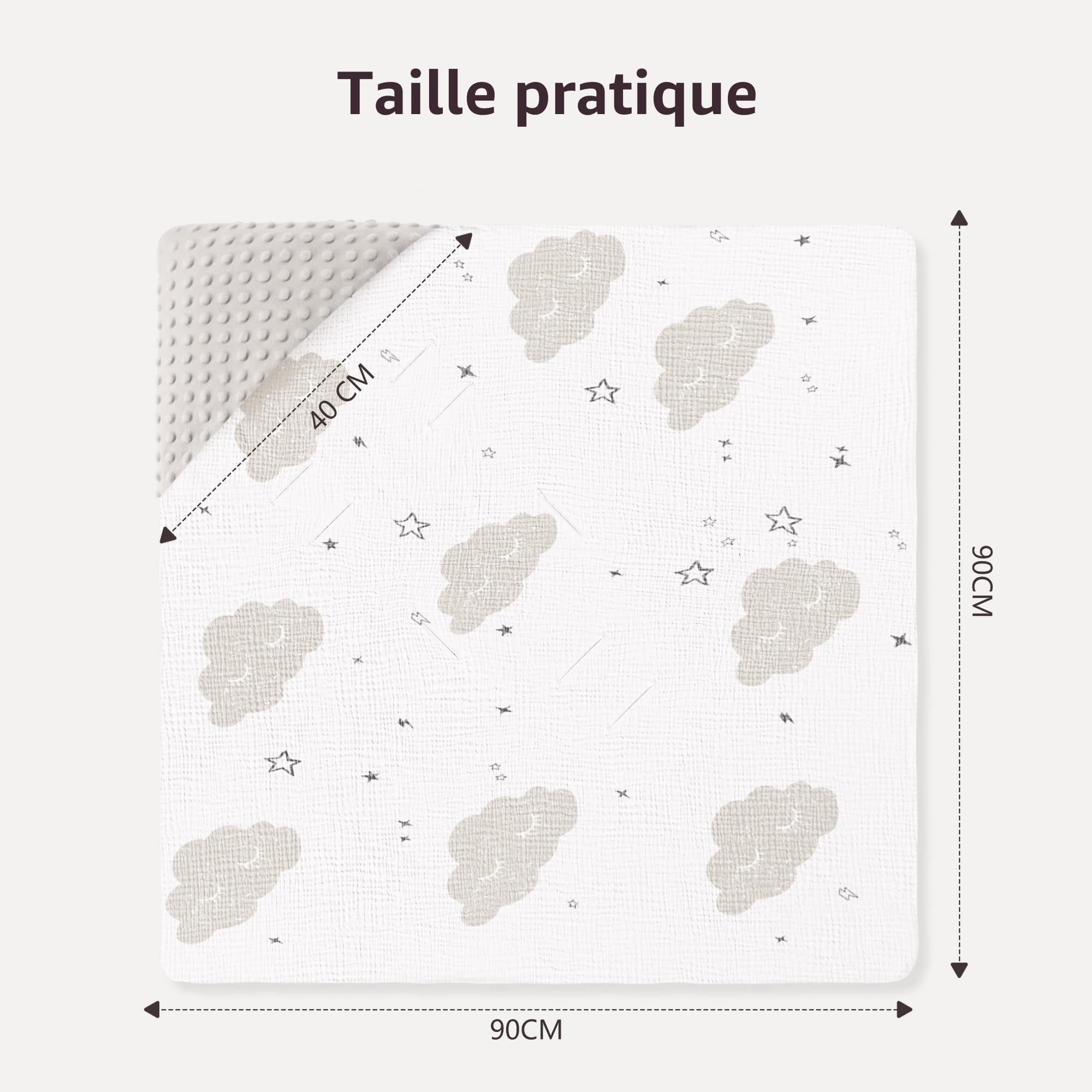Susurration Couverture Bébé Chanceliere Bébé Poussette ou Siege Auto Cosy Lavable nid d Ange pour Naissance Enfant 90 x 90 cm (Nuages)