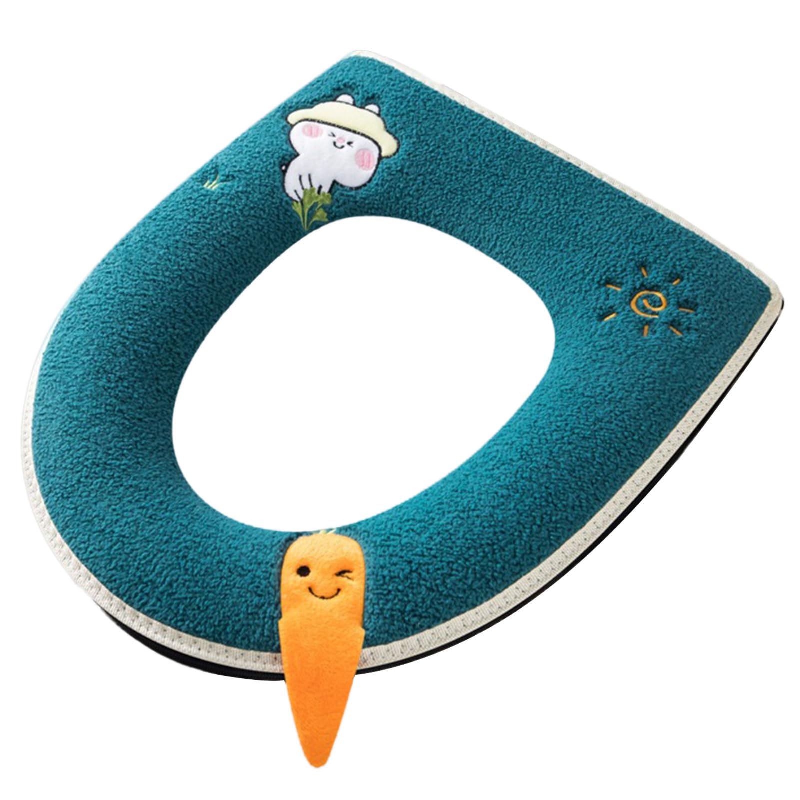 Yrohgkpn Green Toilet Lid Cover Seat Cushion With Handle Zipper Warm And Clean Non Slip