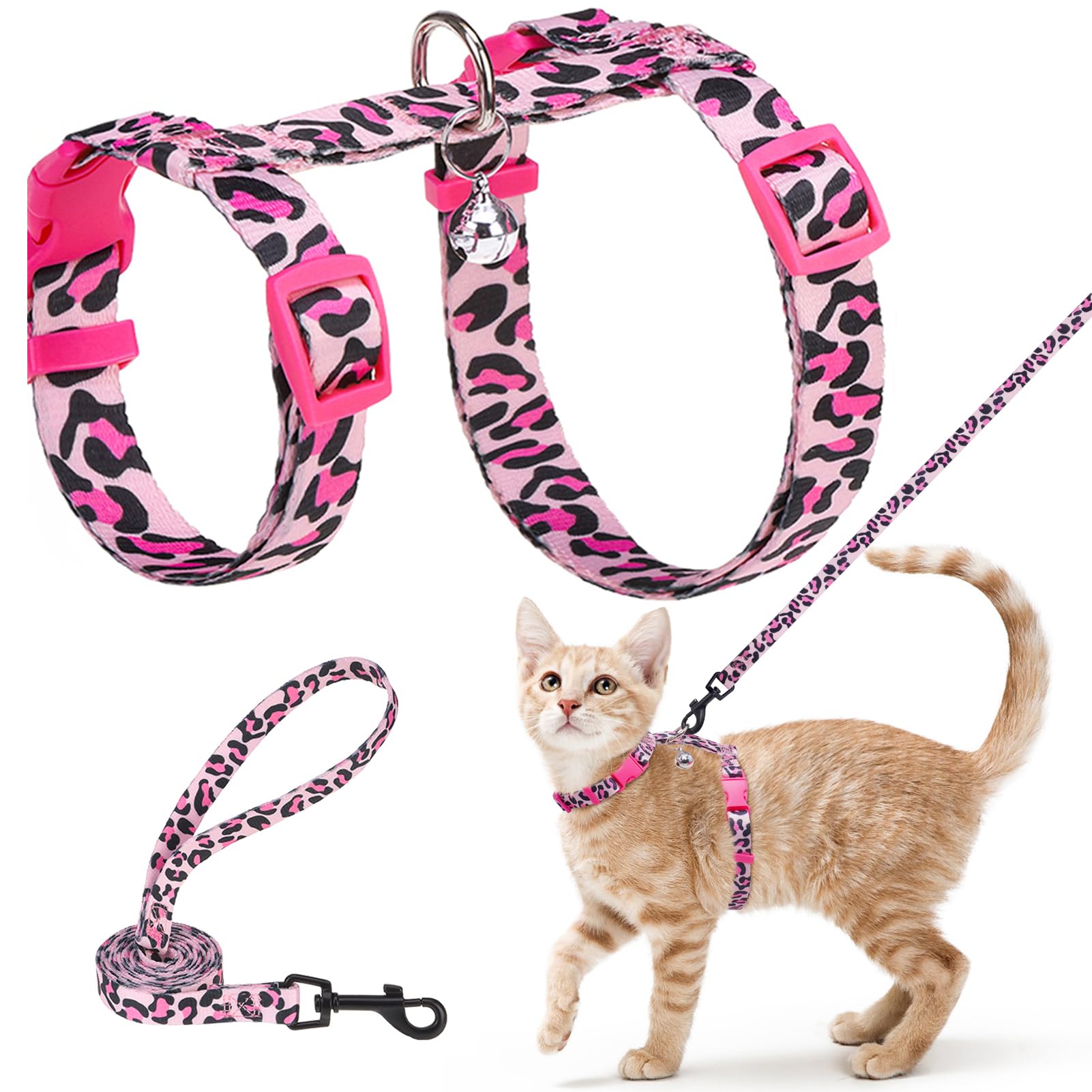 BEAUTYZOO Cat Harness and Leash Set Escape Proof for Walking, Kitten Soft Adjustable Vest Harnesses for Small Medium Large Cats, Easy Control