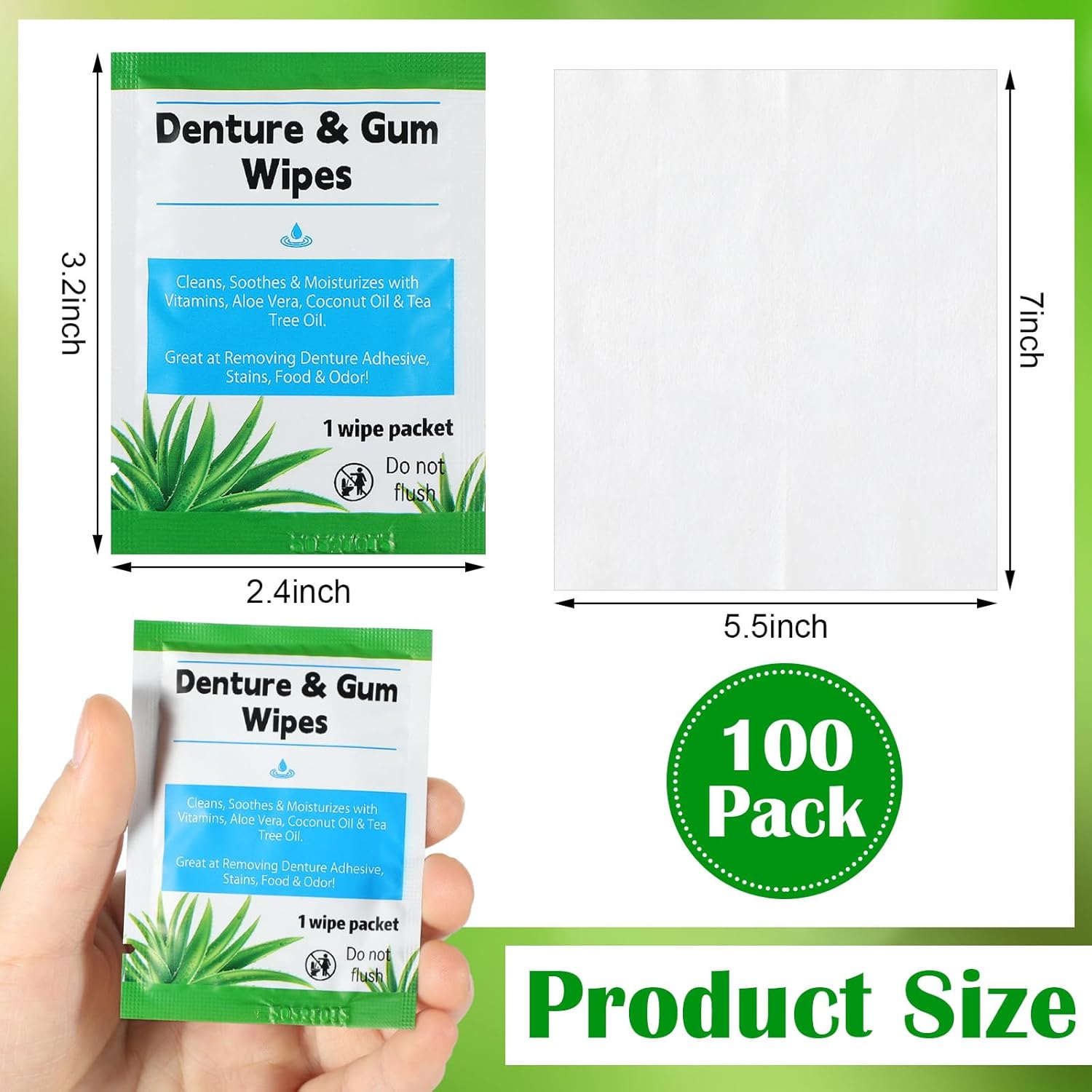 Timgle 100 Pcs Denture Cleaning Wipes Refreshes Mouth Deep Cleaning Wipes for Remove Denture Adhesive, Food Debris, Stains and Odor - Image 2