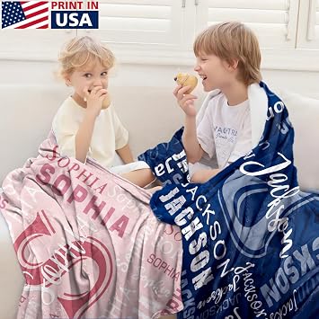 Ships Next Day, Personalized Blanket for Teen Girls - Printed in USA, Custom Name Flannel Blanket Ultra-Soft & Cozy Blankets Customized Easter Gifts for Girl Kids Adult