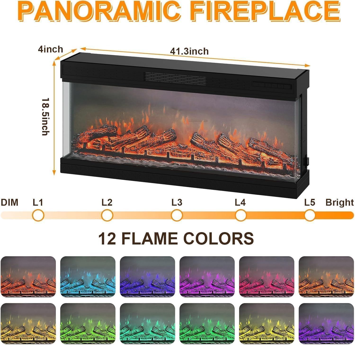 75'' Fireplace TV Stand, White Modern TV Stand with Electric Fireplace – 40" Heater, Adjustable LED Flame Effects and 12 Flame Colors, 2-Tier Storage & Cabinets