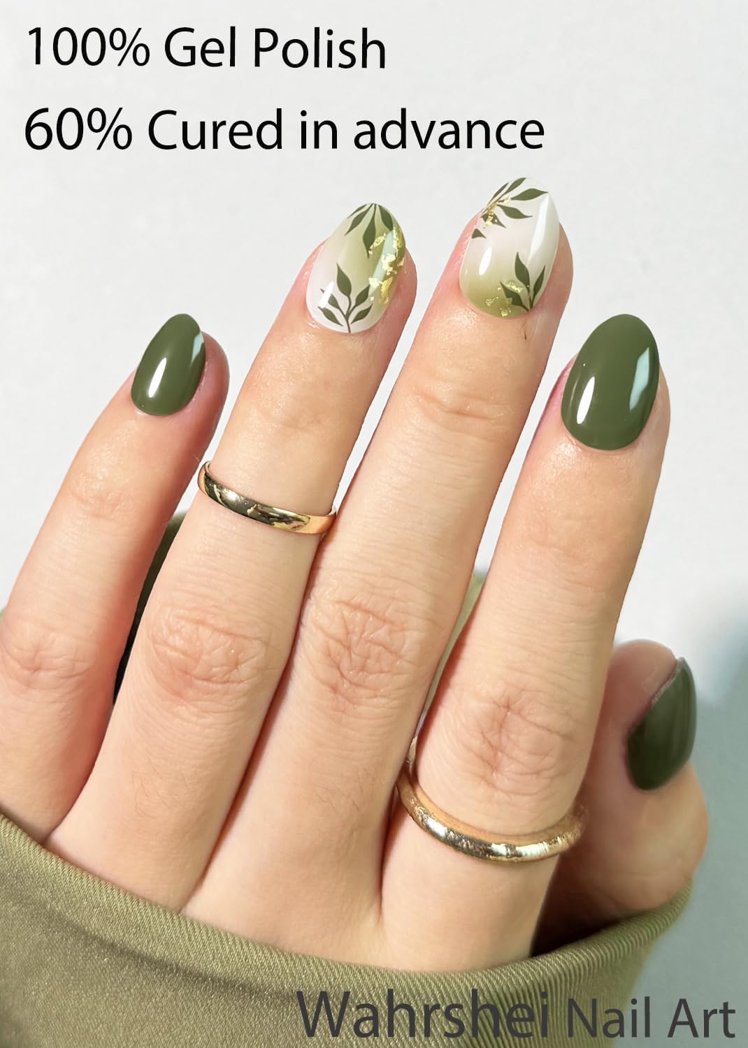 Semi Cured Gel Nail Strips, Foil Leaf 20pcs Adhesive UV Sticker, Wraps for Home Manicure DIY