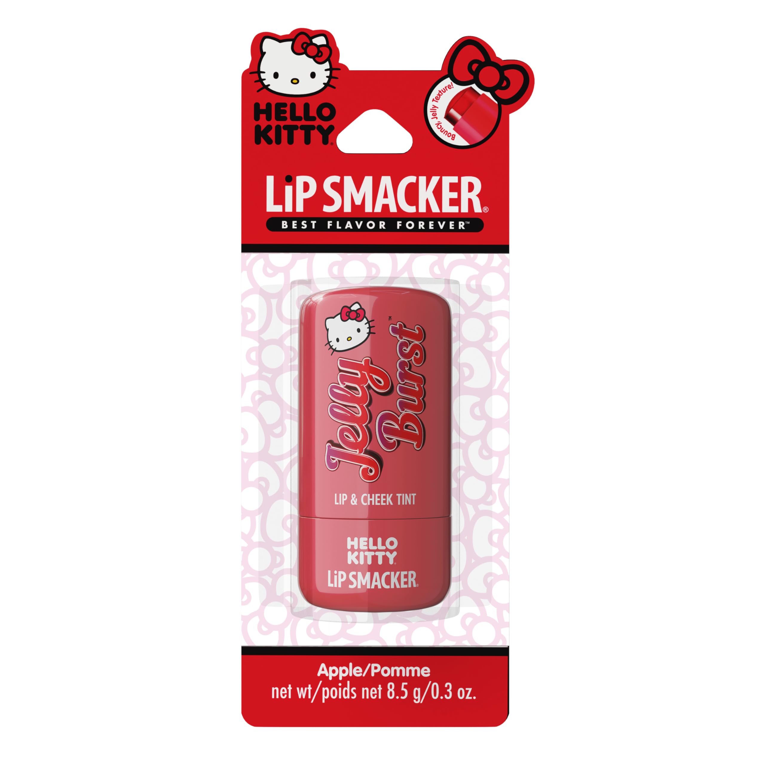 Lip Smacker Hello Kitty So Jelly Lip & Cheek Tint, Moisturizing Sheer & Buildable Color, Fun Bouncy Jelly Texture, Sweet Flavor - Cherry: Apple