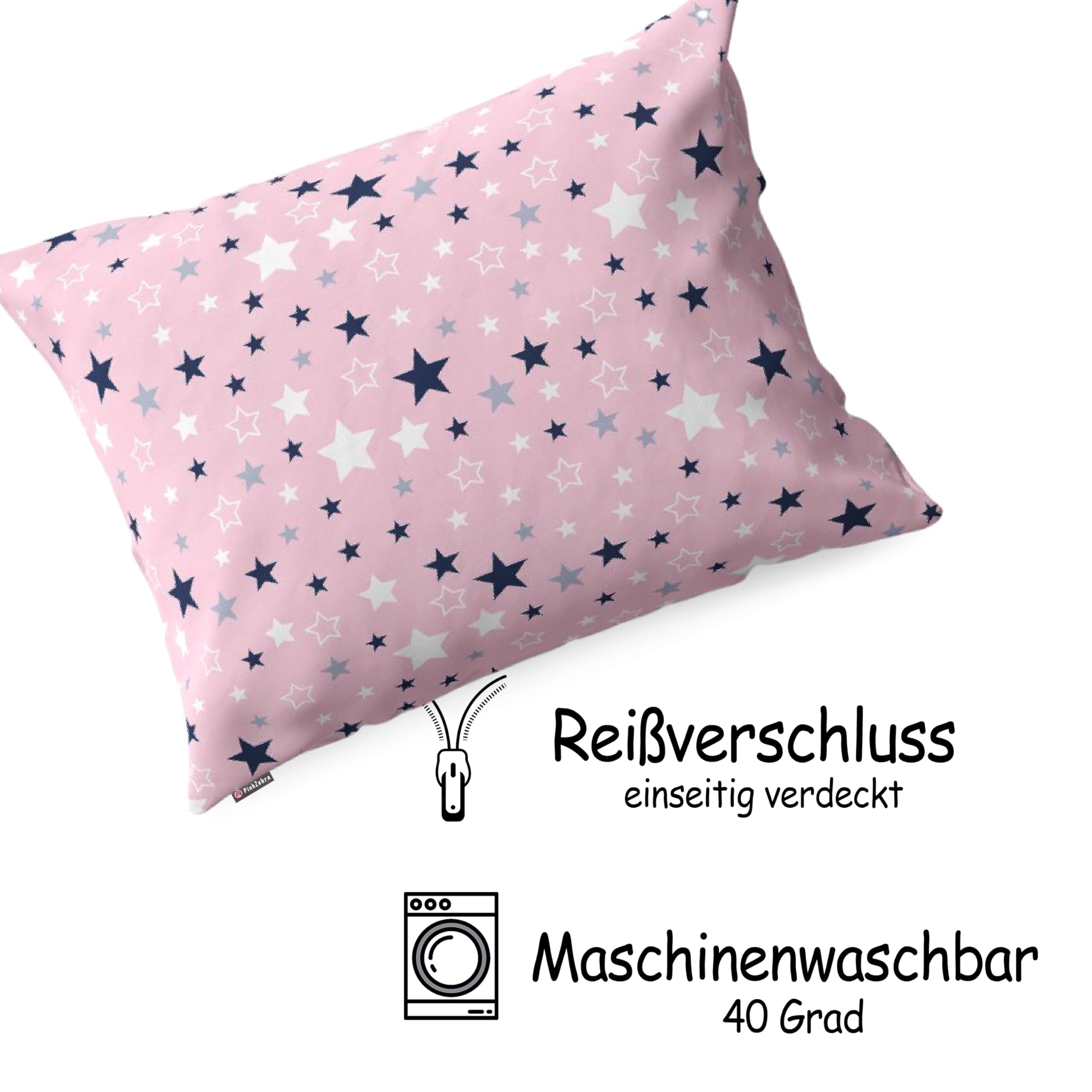 PinkZebra Fodera per cuscino 20x30 cm cotone bambini Öko-tex Standard 100 con cerniera