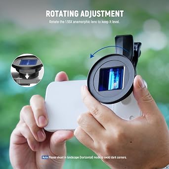 NEEWER 1.55X Blue Flare Anamorphic Phone Camera Lens with 17mm Threaded Clip, 4 Elements 4 Groups 2.4:1 Wide Screen Cinematic Mobile Photography Effect Compatible with iPhone Android Samsung, LS-75