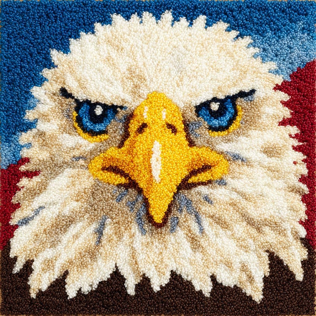 Taxpy DIY Rug Pillow Cover Latch Hook Cushion Kits, Animal Eagle Needlework Pillow Cover Sofa Cushion Rug Making Kits,17x17inch
