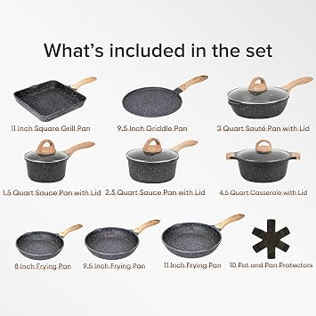 JEETEE Nonstick 23pcs Grey Bundle 13 Pcs Beige Ceramic Cookware Sets
