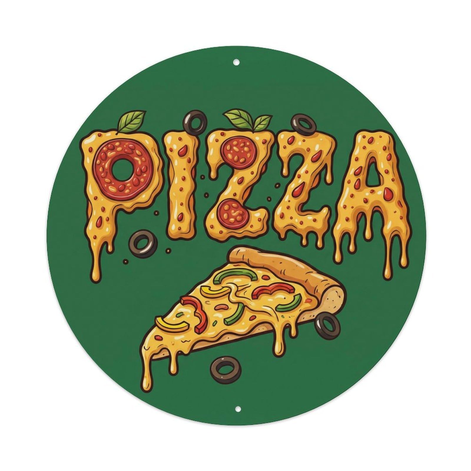Huiyhb 8X8inch(20X20cm) Vintage Pizza Slice Bell Pepper Metal Tin Sign