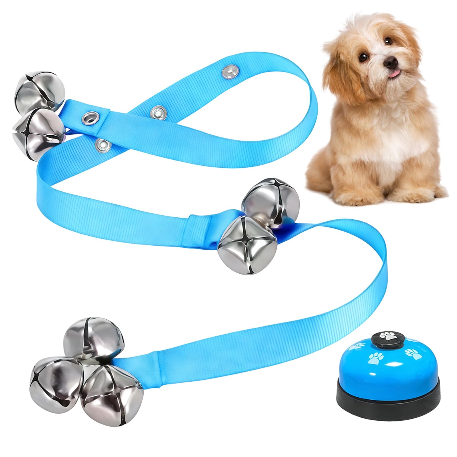 Dog Training Bell Set 1 Pack, Dog Doorbell with Adjustable Strap & Press Pet Bell, Puppy Toilet Training Bell for Dogs Cats Potty Communication(Sky Blue)