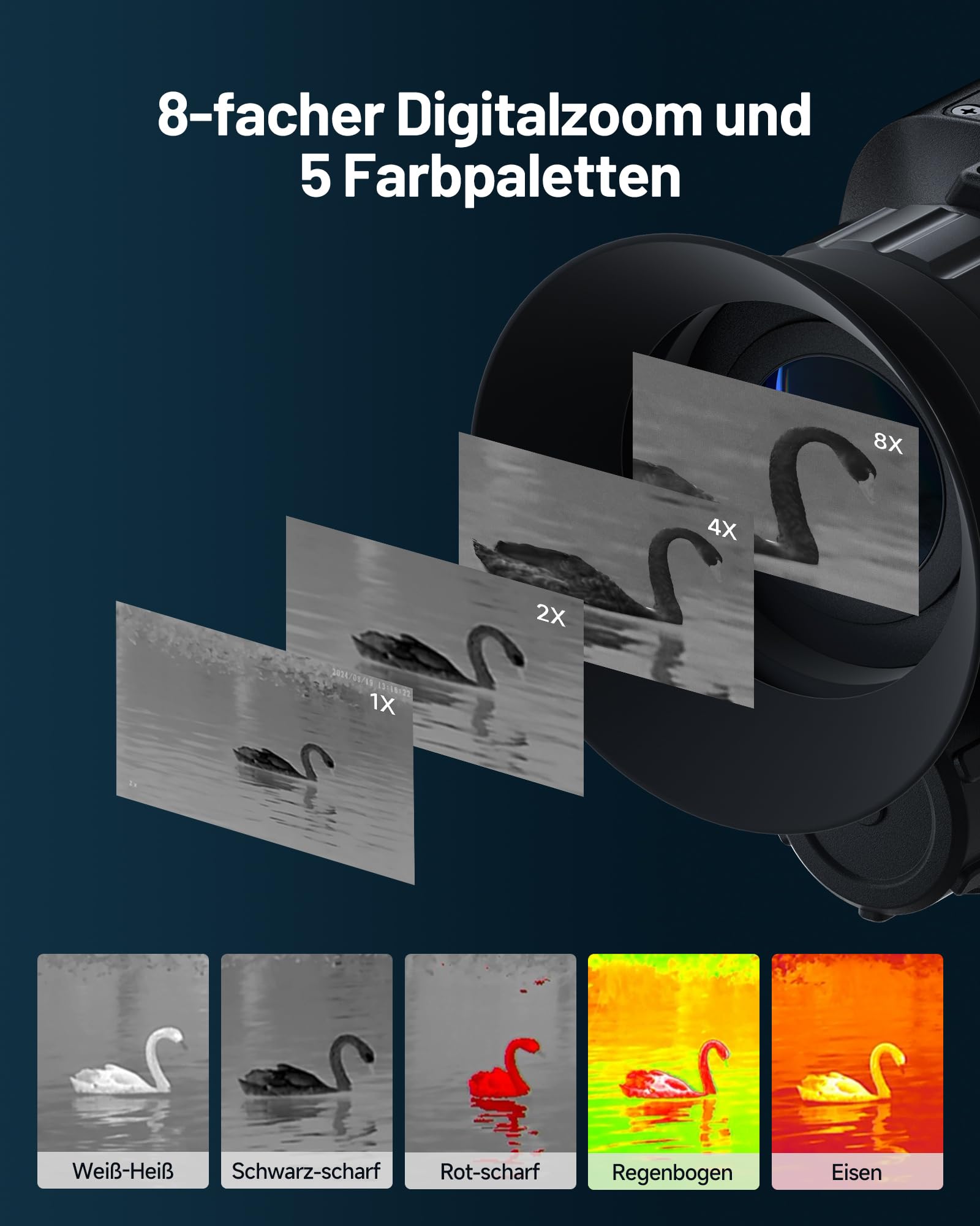 TOPDON TS005 Wärmebildkamera Jagd, 384x288 IR-Auflösung, 35mm verstellbares Objektiv, 600m Laserentfernung, 50Hz Wärmebild-Nachtsicht-Monokular, 64GB Speicher, für Tierbeobachtung & Outdoor-Erkundung