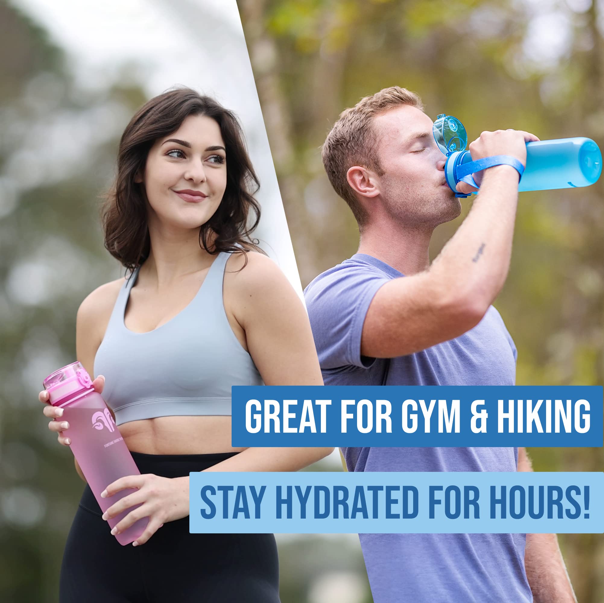 Embrava La Meilleure Bouteille de Sport – Grande Taille 1000ml – Éco-Responsable Et sans BPA – Ecoulement Rapide De l'eau, Couvercle Supérieur De Flip, s'ouvre avec 1-Click