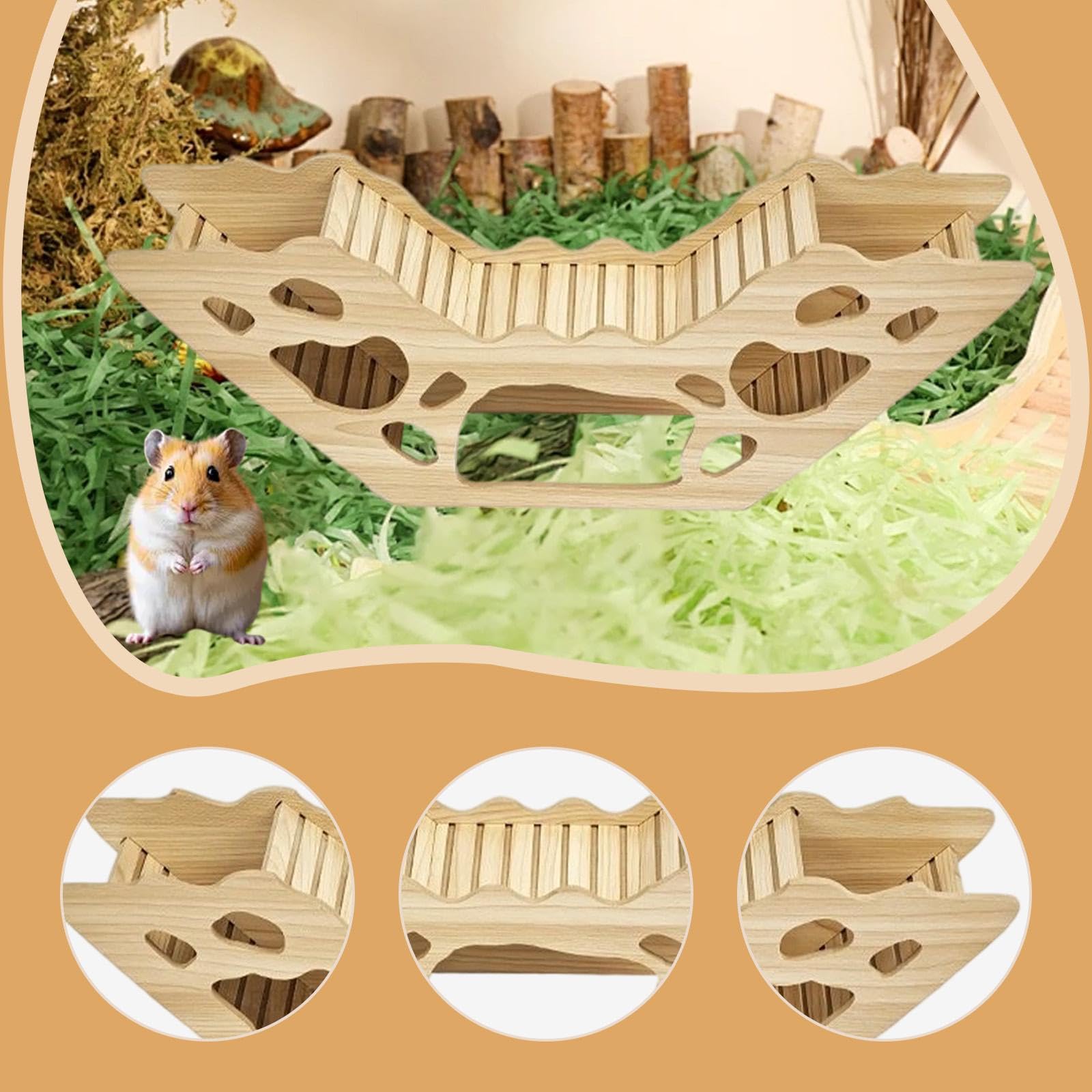 Casetta per Criceto in Legno Rifugio Casa Habitat Giocattolo da Masticare Lavabile con Adatta per Decorazione Ambiente Domestico Esplorazione, Style D