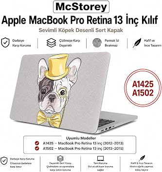 McStorey MacBook Pro Retina 13  n  K l f A1425 A1502 Uyumlu K pek Desenli Sert Kapak K l f Mat Hard Case  nce Hafif  izilme Koruyucu Laptop K l f  Dog 61