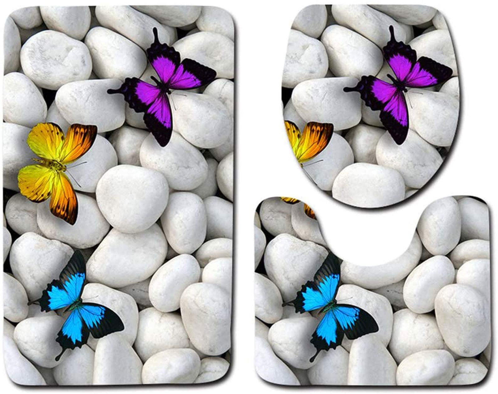 YF@ASD 3 Piece Bathroom Rug Set,Bath Mats For Bathroom Non Slip,Contour Mat,Lid Cover With Rubber Backing,Ultra Soft Absorbent Super Tub Shower Bath Room Carpet