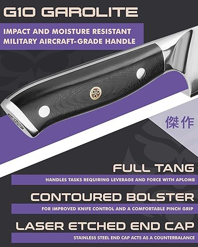 Miniatura 49 de KESSAKU Nakiri Cuchillo – 7 pulgadas – Serie Damascus Dynasty – Cuchillo asiático para verduras – Cuchillo de cocina afilado – Acero inoxidable