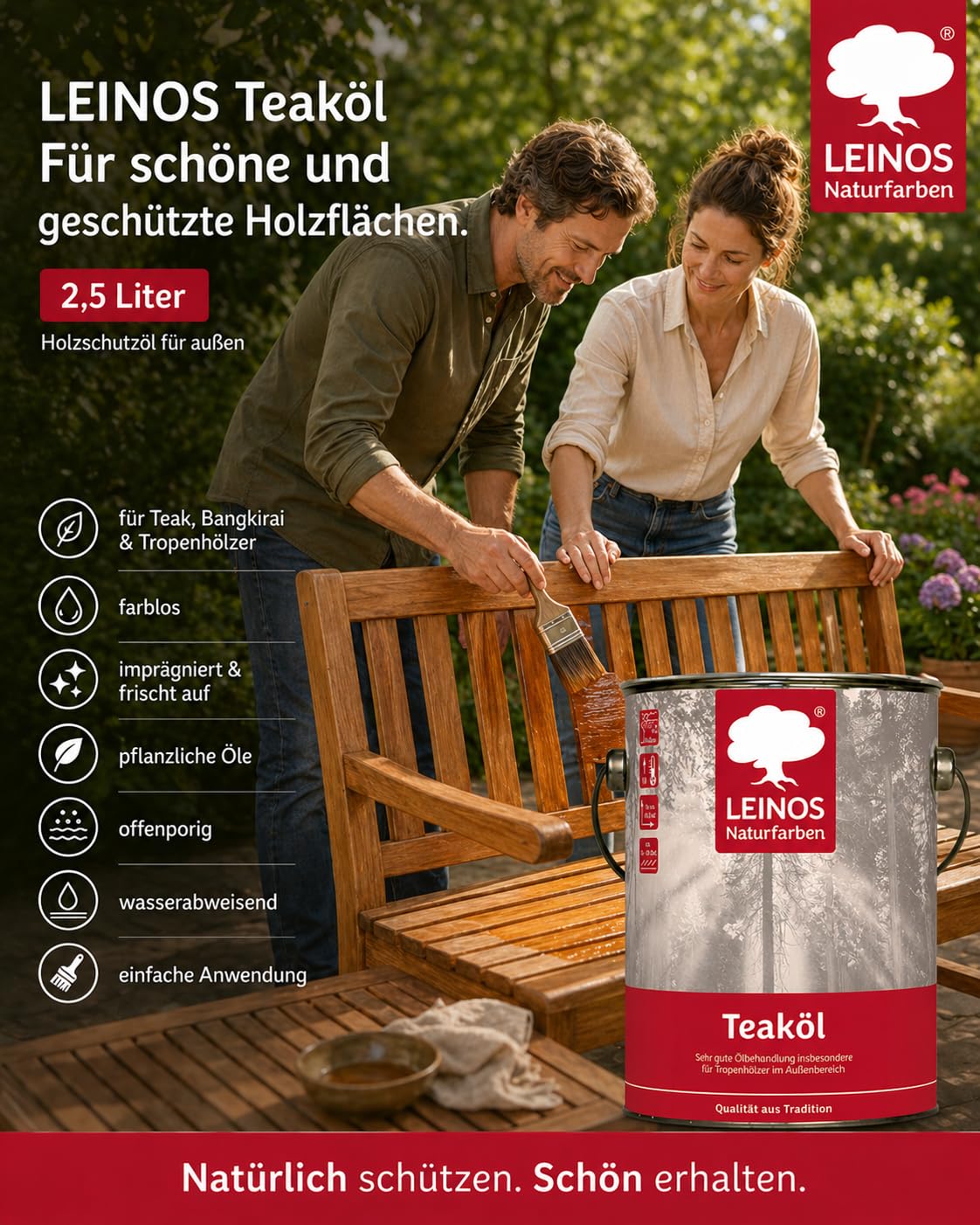 Leinos Nr. 223 teaköl para exterior 2,5 l
