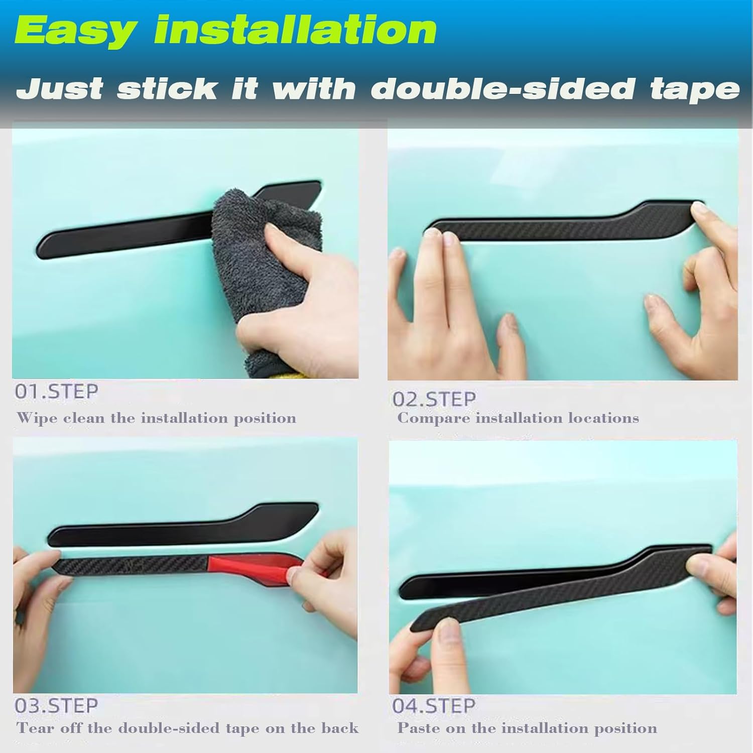 Door Handle Cover for Tesla Model Y/3, Door Handle Decoration Cover Trim fit for Tesla Model 3/Y Exterior Accessories (Glossy Black)