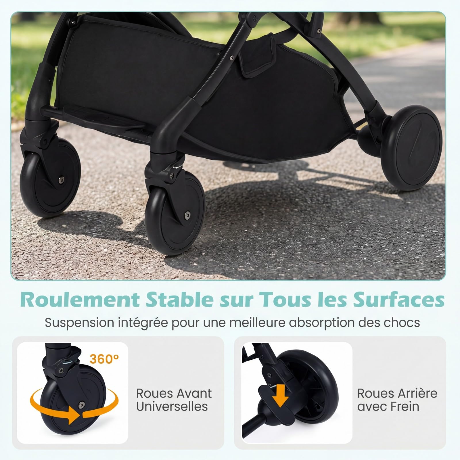 COSTWAY Poussette Canne Bébé avec Capote Réglable & Dossier Inclinable, Poussette Compacte Pliable à une Main, avec Harnais 5 Points, Grand Panier, Porte-Gobelet, Housse Pluie, 0-3 Ans, 15 kg (Gris)