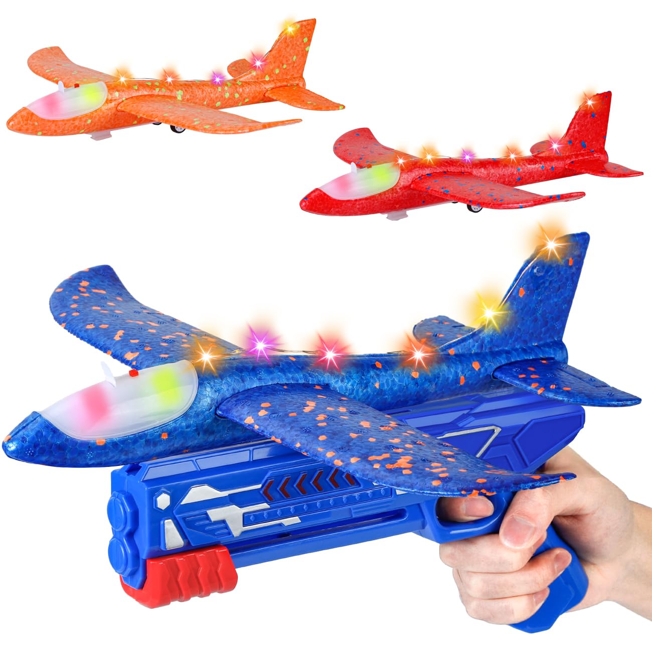 Boys Toys Age 4 5 6 7 8 9 Year Old Boy Gifts, Airplane Launcher Toy with 3 Pack Foam Glider Planes, Outdoor Garden Toys Birthday Present Gift for Kids Age 3 4 5 6 7 8 9 Year Old Boys