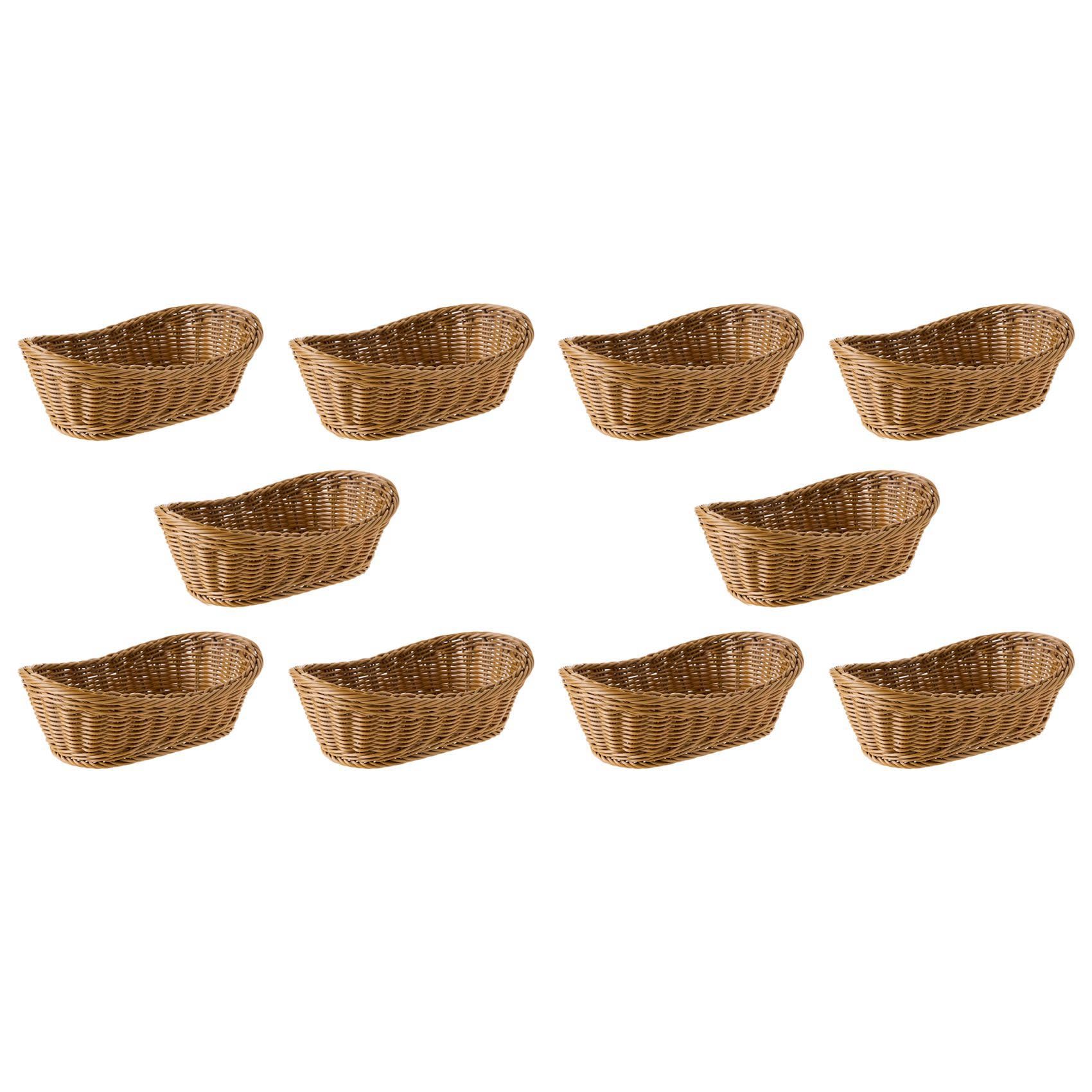 Vjsujehgy 10X Oval Wicker Woven Basket Bread Basket Serving Basket, 11 Inch Basket for Food Fruit Cosmetic Storage Table Top